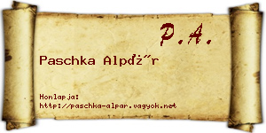 Paschka Alpár névjegykártya